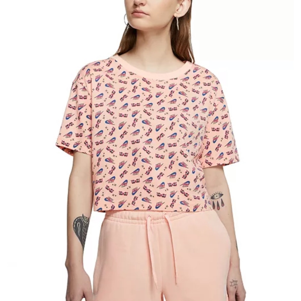 Nike Women's Cotton Printed Cropped T-Shirt NWT
